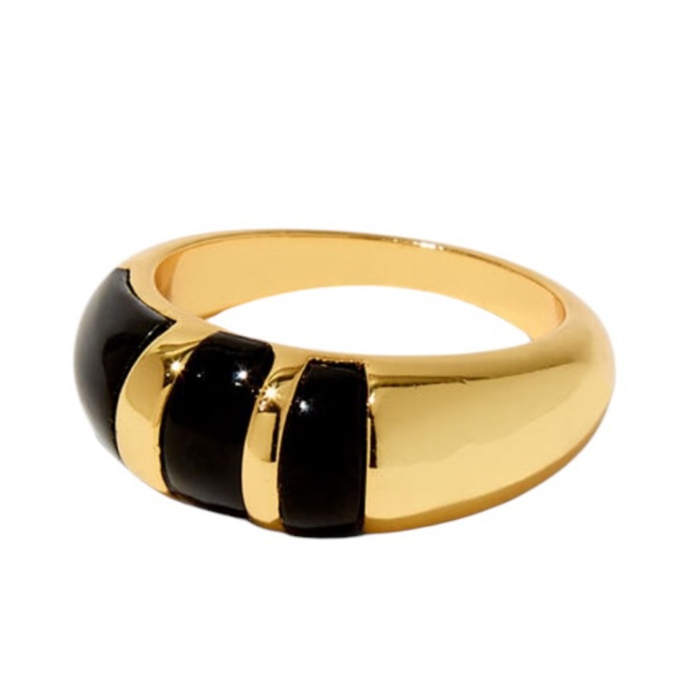 JAM + RICO 18K YELLOW GOLD PLATED BLACK COLORBLOCK RING